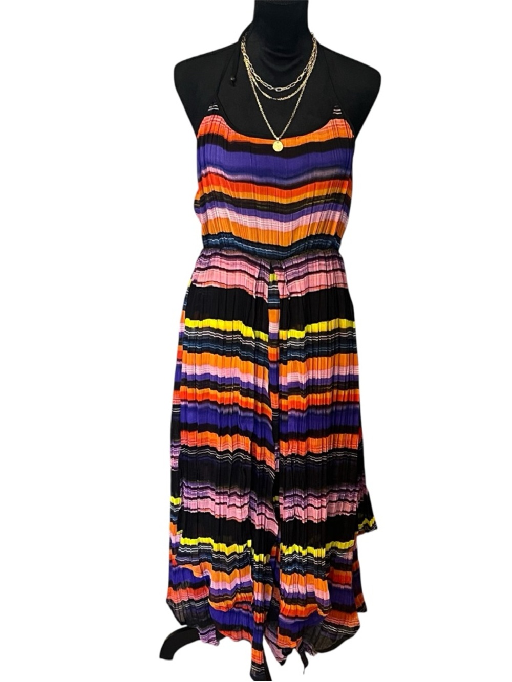 Striped Multicolor Halter Dress